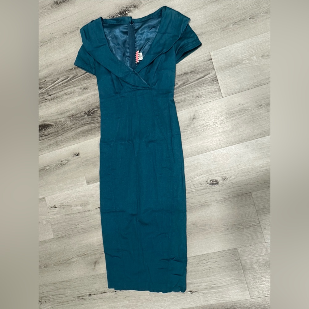 Sexy stunning Pinup couture teal wiggle dress XS